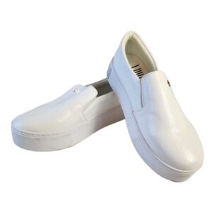 SANTA LOLLA Womens Leather Slip On Sneakers Size 10 White Platform Casual Shoe